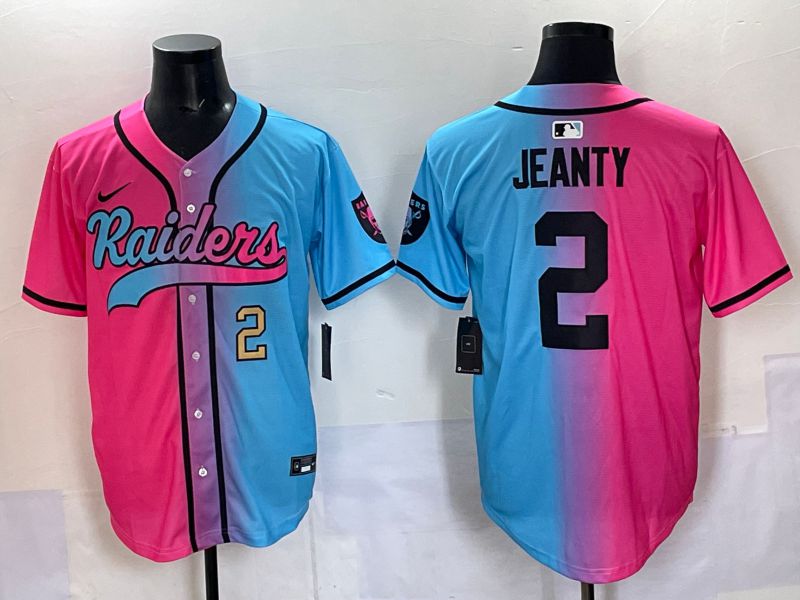 Men 2025 Oakland Raiders #2 Jeanty Blue pink Nike Limited NFL Jersey 002